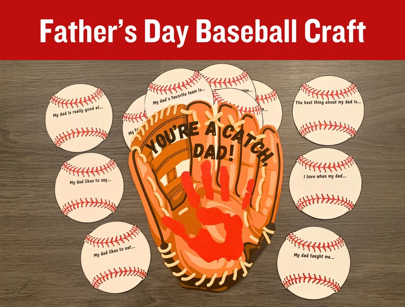 Baseball Fathers Day Handprint Gift for Dad, All About My Dad Printable ...