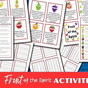 Fruit of the Spirit Bibelvers-Memory-Flash-Karten, Kinderbibelstudium, Sonntagsschulaktivität, Vorschul-Nachzeichnungsseiten, christliche Vorschule
