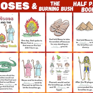 Moses and the Burning Bush, Bible Coloring Pages, Sunday School Lesson, Printable Activity, Kids Bible Study Craft, Ten Plagues of Egypt