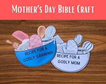 Christian Mother's Day Craft, Sunday School Printable Mothers Day Activity, Godly Mom Homemade Card, Birthday Keepsake, DIY Gift for Grandma