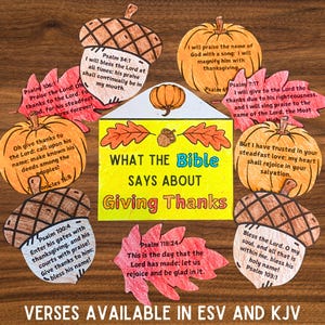 Christliches Thanksgiving-Handwerk, Danke-Sonntagsschulaktivität, Dankbarkeits-Bibel-Vers-Schrift-Erinnerung, religiöse Herbstfärbung druckbares