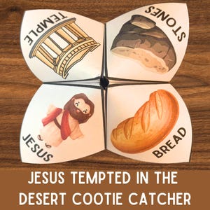 Jesus Tempted in the Desert Craft, Sunday School Activity, Lent Bible Story, Temptation of Jesus Cootie Catcher Game, Fortune Teller Puzzle