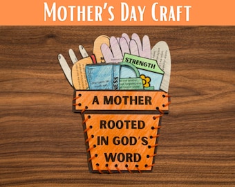 Mother's Day Craft, Sunday School Mothers Day Bible Craft, Godly Mom Printable Homemade Card, All About Mom Flower Craft, Birthday Keepsake