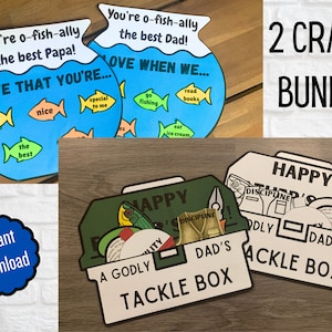 Vatertagsbibel Handwerk, druckbare Sonntagsschule Vatertagsaktivität, Tackle Box Tool Box, DIY Geschenk für Godly Dad, Angelhandwerk, Kinder Geschenk