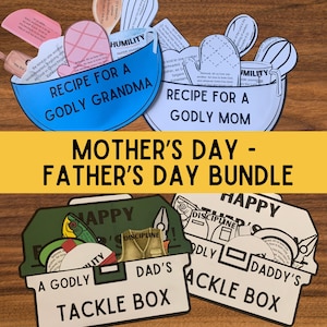 Christlicher Muttertag Vatertag Craft BUNDLE, Mutter Vatertag Bibel Handwerk, Sonntagsschule Handwerk, hausgemachte Karte, DIY Geschenk für Mama Papa