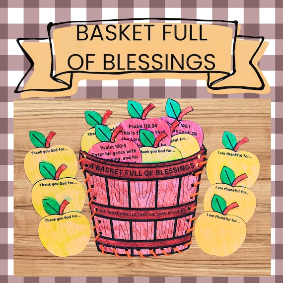 Fall Apple Basket Craft, Autumn Thanksgiving Craft for Kids, Sunday School Bible Lesson, Fine Motor Christian Harvest Printable