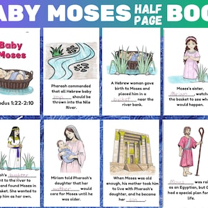 Baby Moses Bible Coloring Pages, Sunday School Lesson Printable Activity, Birth of Moses, Kids Bible Craft, Christian Preschool, Homeschool