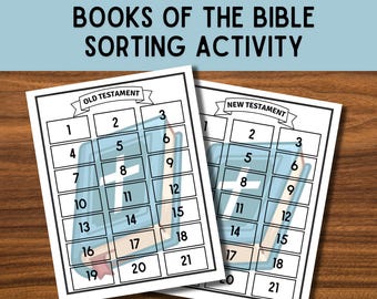 Actividad de clasificación de libros de la Biblia, juego imprimible de memorización de la Biblia, escuela dominical para jóvenes, educación en el hogar, Antiguo y Nuevo Testamento