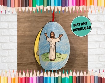 Easter Story 3D Egg Decoration | Sunday School Bible Craft for Kids | Church Easter Activity | Sunday School Lesson Coloring Printable