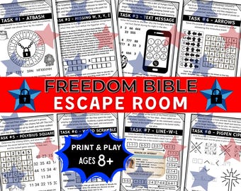 Fourth of July Bible Escape Room, Sunday School Freedom Game Printable Christian Independence Day Activity Breaking Chains Mystery Adventure