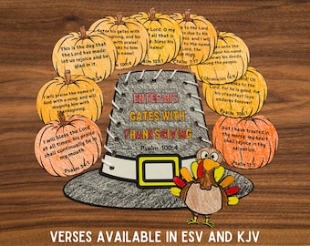 Fall Bible Craft, Thanksgiving Sunday School Craft, Gratitude Pilgrim Lesson, Religious Pumpkin Activity for Kids, Thankful Turkey