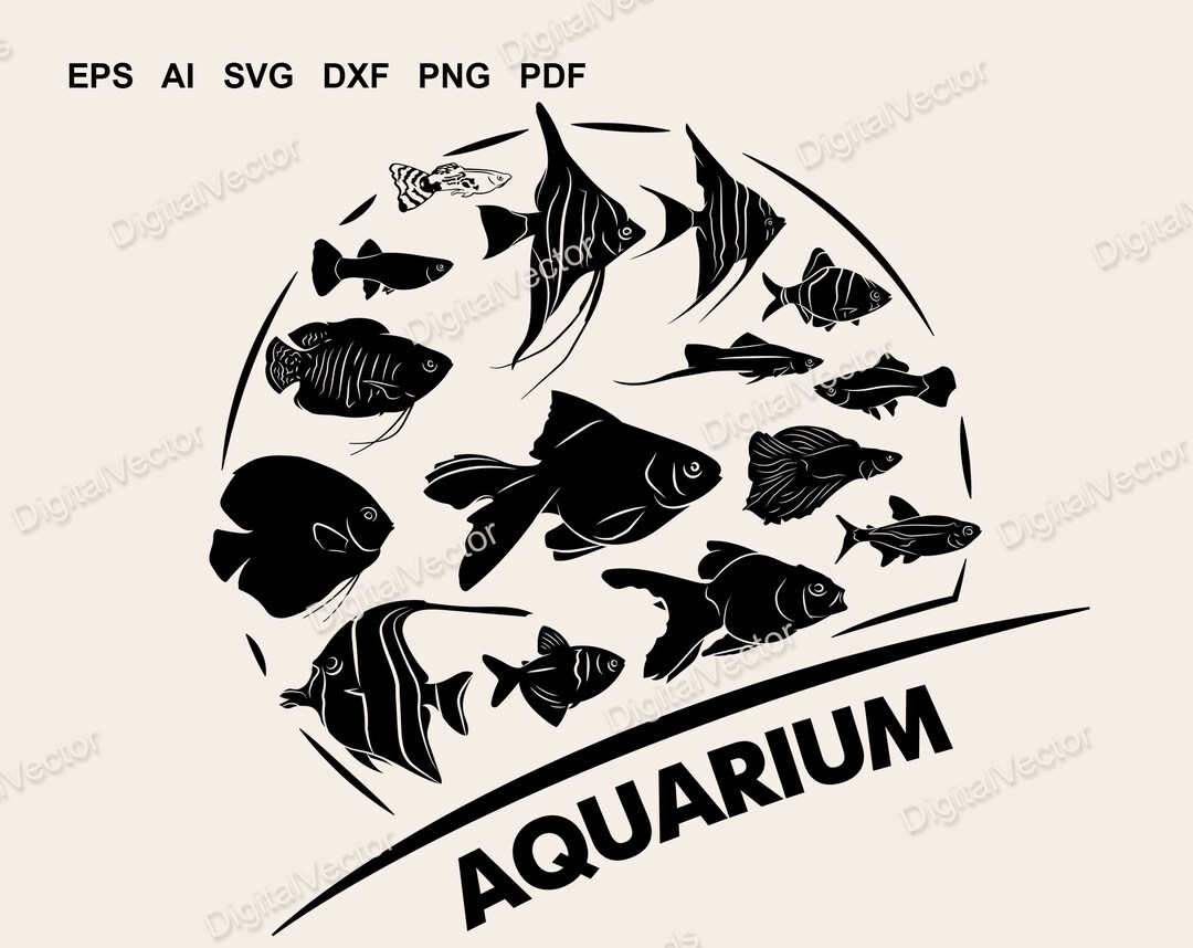 Aquarium Fish Silhouette Design, Fish SVG Bundle, SVG, Scalable Vector ...