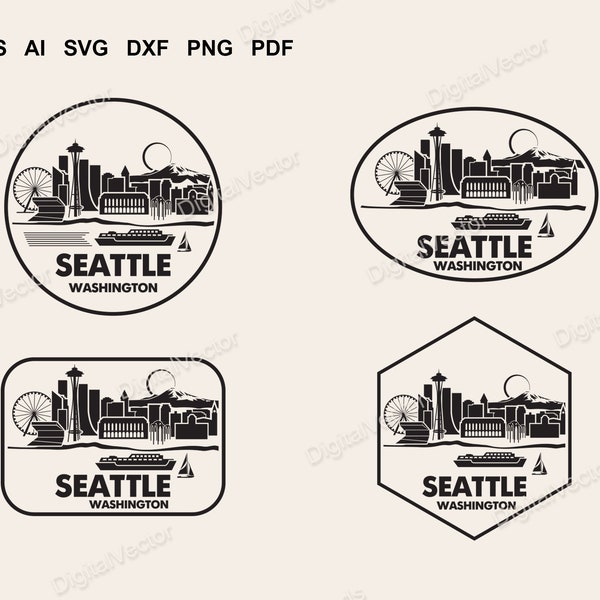 Seattle Skyline Svg Design, Washington State, Sublimation Design, Vinyl Decal, Cricut SVG Scalable Vector Graphics