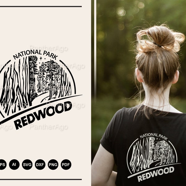 Redwood National Park Svg Design, Natuur Design, Outdoor Shirt, Sublimatie Design, Laser Cut File, SVG Schaalbare Vector Graphics