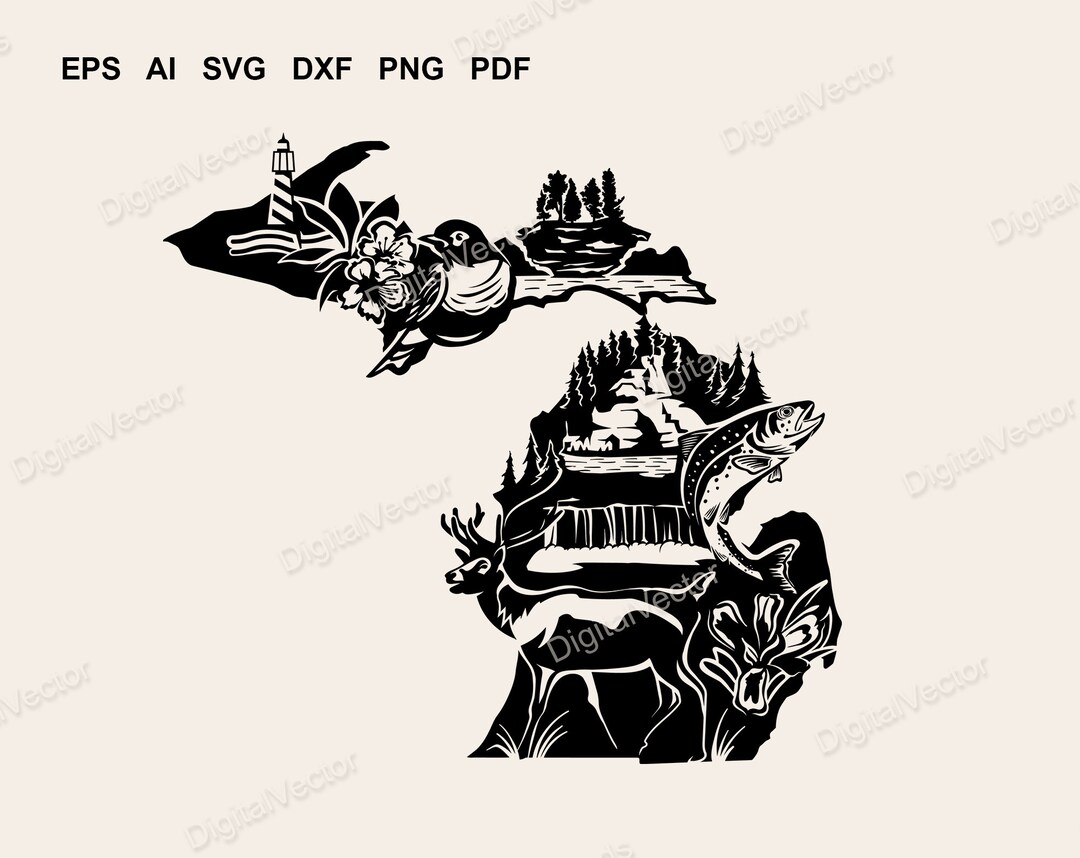 Michigan State Svg, Map Silhouette, Wolverine State, Apple Blossom