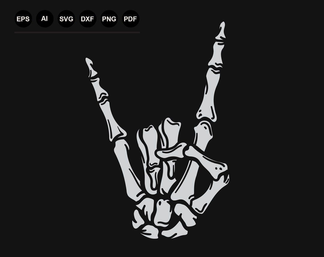 Skeleton Hand Rock N Roll Sign Svg, Skeleton Hand Vector Sign ...