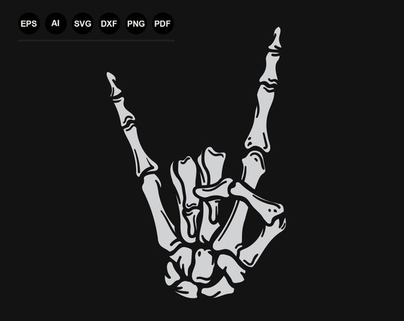 rock on skeleton hand background