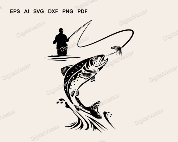 Fisherman, Fly Fishing Art, Leaping Trout, Silhouette Design, Fishing Cabin  Decor, Vinyl Decal, Fishing Gift for Men, Digital Download -  Canada