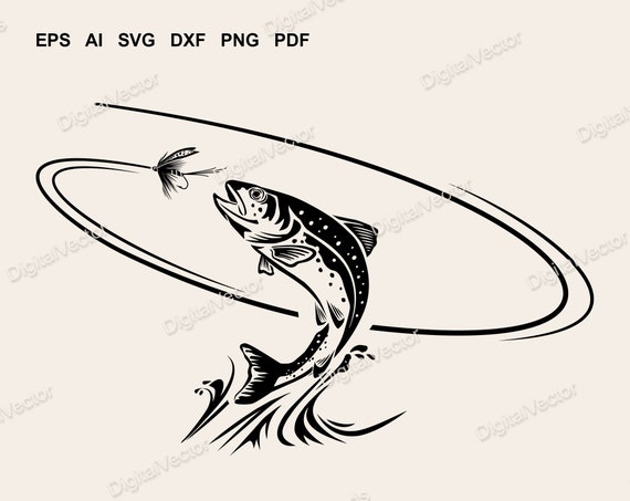 Jumping Trout Silhouette Design, Fly Fishing Silhouette Design, SVG,  Scalable Vector Graphics Design -  Canada