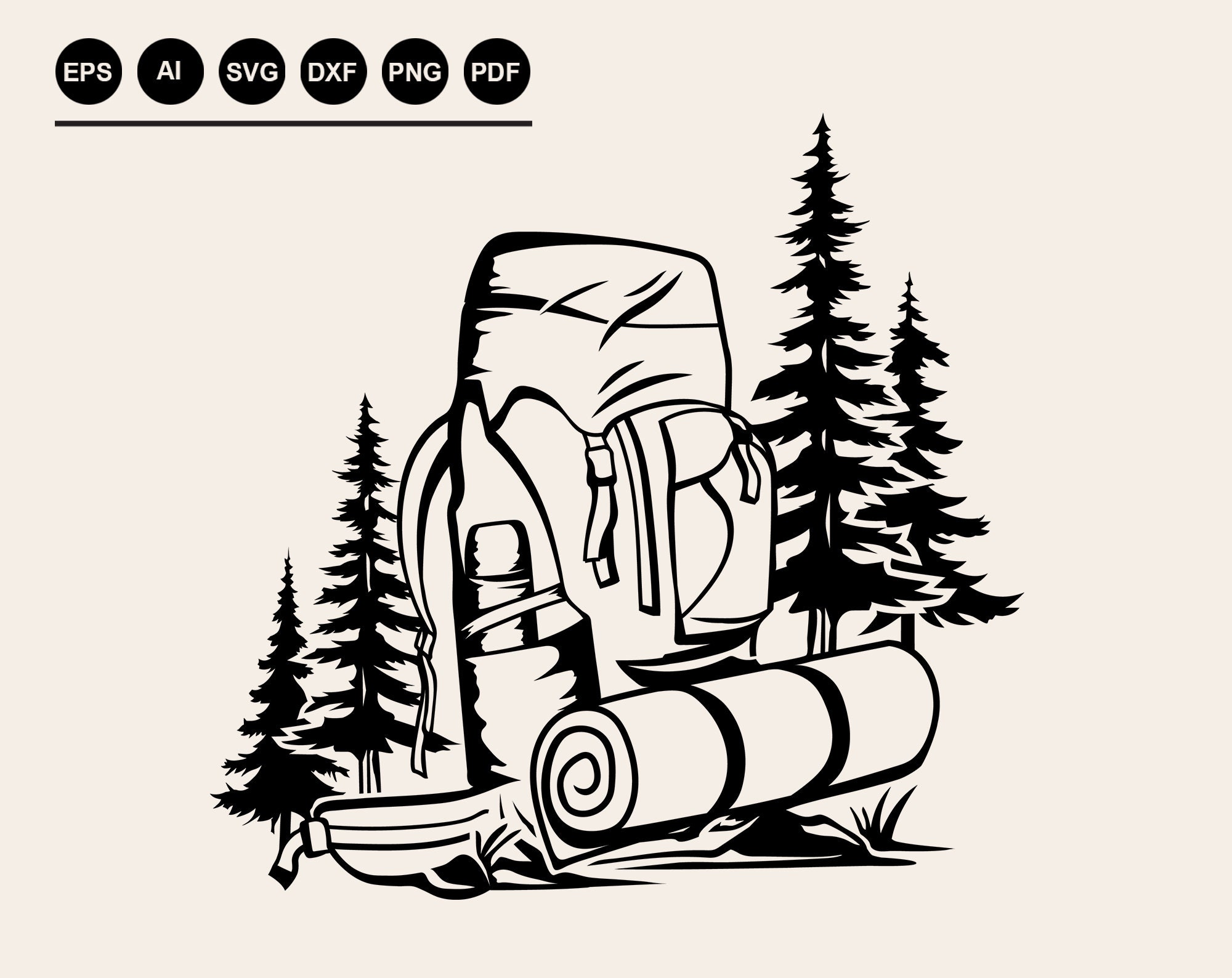 Hiking Svg, Hiking Backpack Silhouette, Mountain Hiking, Adventure Vector, Into the Wild, SVG Scalable Vector Graphics