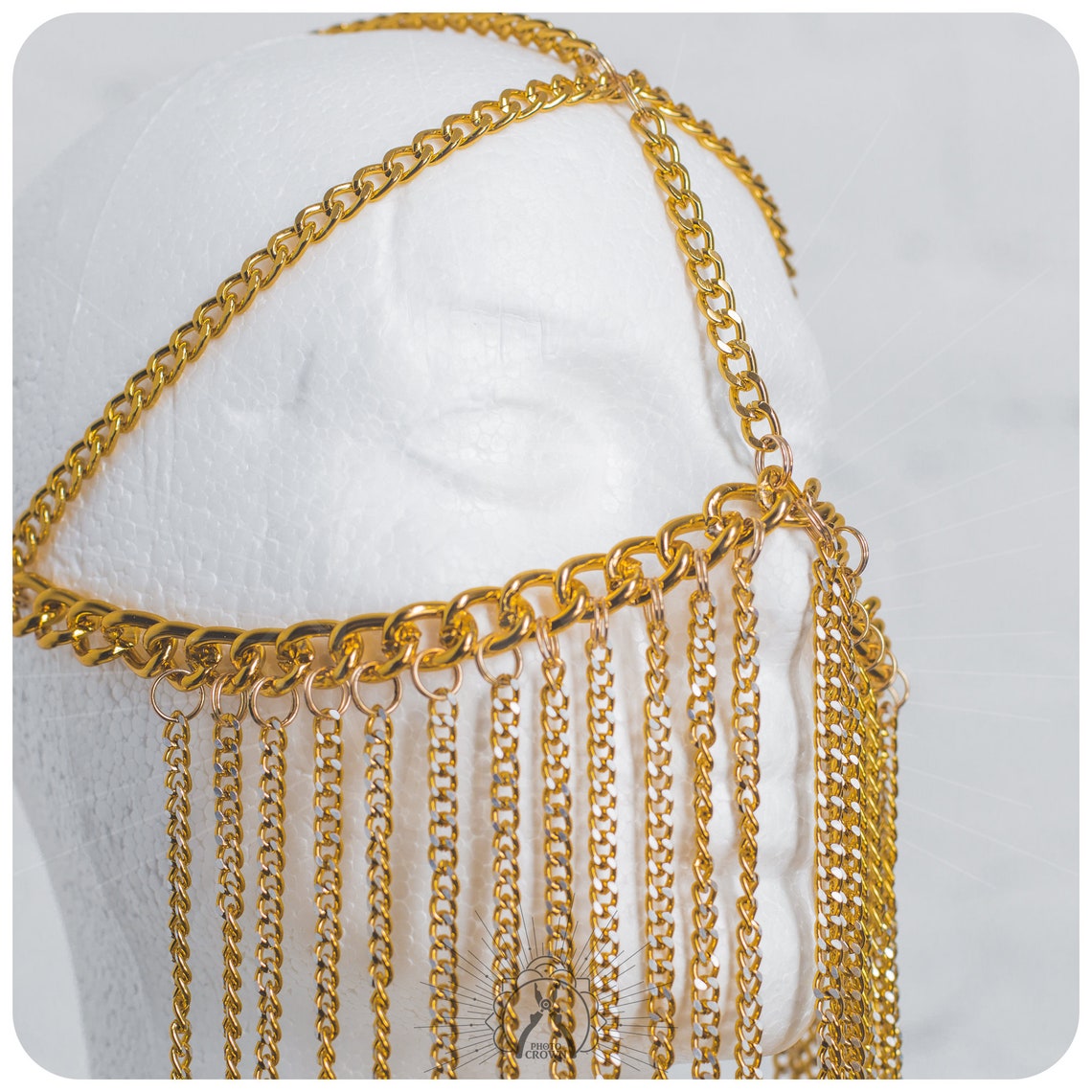 Chain face mask Golden face chain veil Women festival Etsy