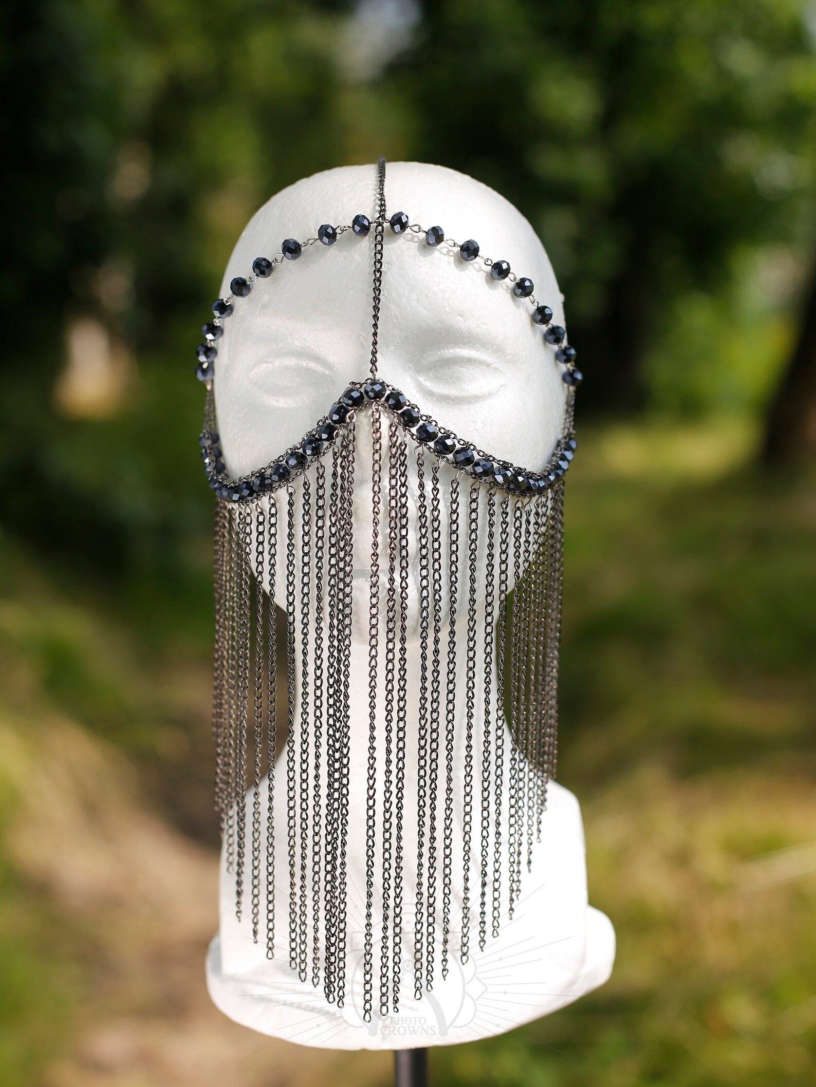 Black face chain veil Chain face mask Face jewelry Face Etsy