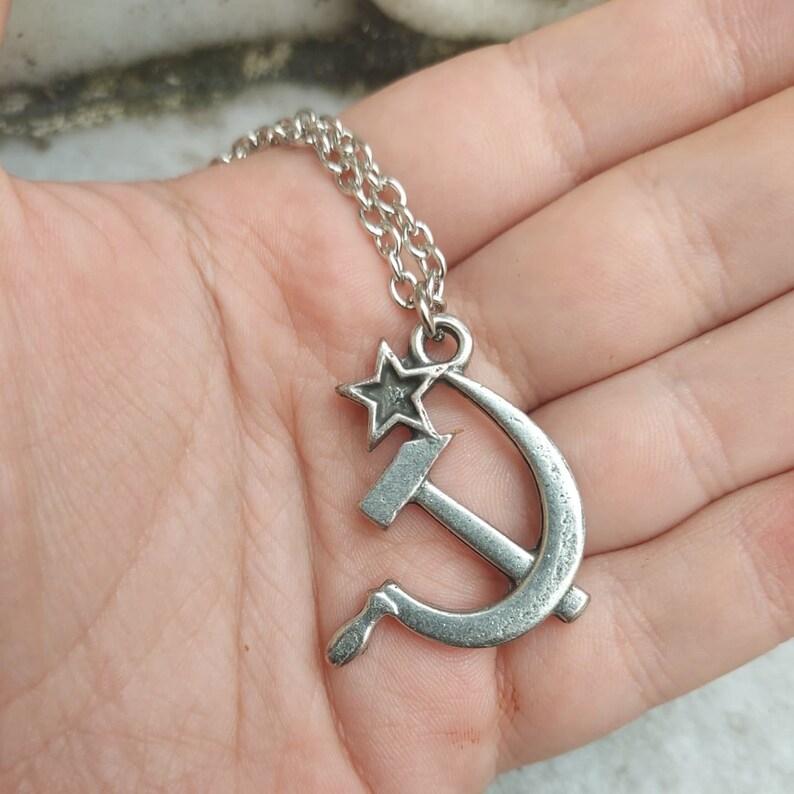 Communist Silver Necklaces With Hammer and Sickle Necklace Etsy