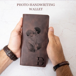 Cartera larga personalizada con foto para hombre, cartera de cuero para regalar a tu esposo, regalo de cumpleaños para papá y abuelo, regalo de aniversario para tu novio, regalo para el Día del Padre.