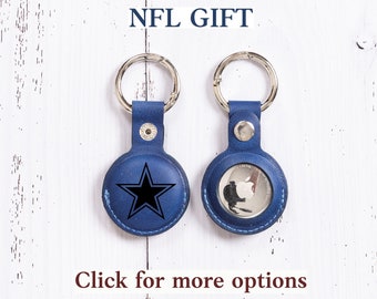 Personalized Leather Keychain Football Gift Mens, Custom Minimalist Airtag Holder, Cute Football Gift for Father, Bulk Airtag Keychain