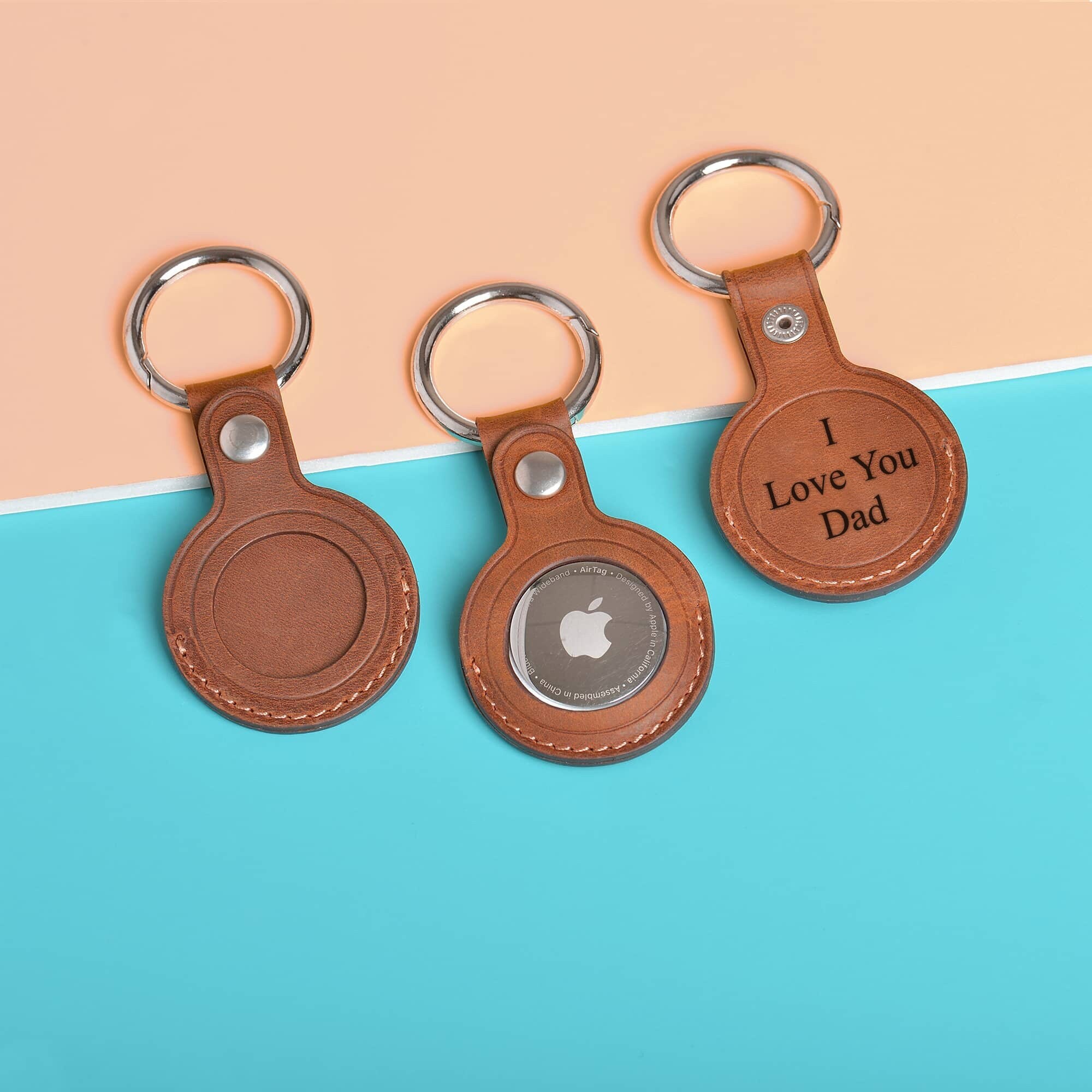 Engraved Apple Airtag Holder Leather Gift for Dad Dad Gift Etsy UK