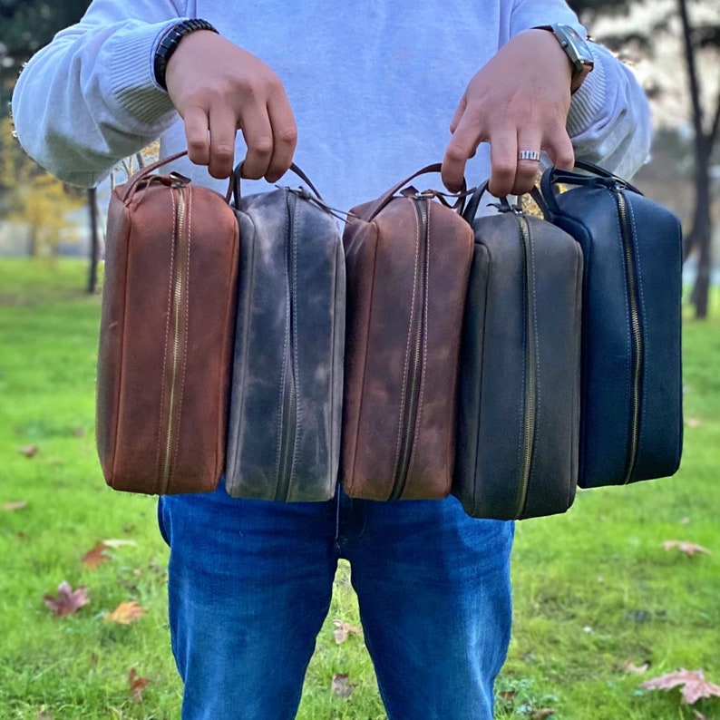 Personalized Leather Toiletry Bag Men Christmas Gift for Him Etsy