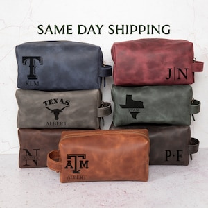 Personalized Leather Toiletry Bag Men's Texas Gift, Texas State Gift for Him, Texas Lovers Gift, Custom State of Texas Gifts for Dad, Father