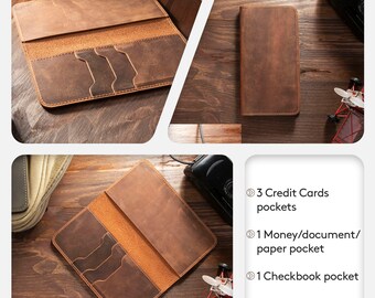 Bags & Purses Wallets & Money Clips Chequebook Covers Christmas gift linen checkbook holder personalized checkbook case Father's Day men's gift Customizable linen checkbook holder 