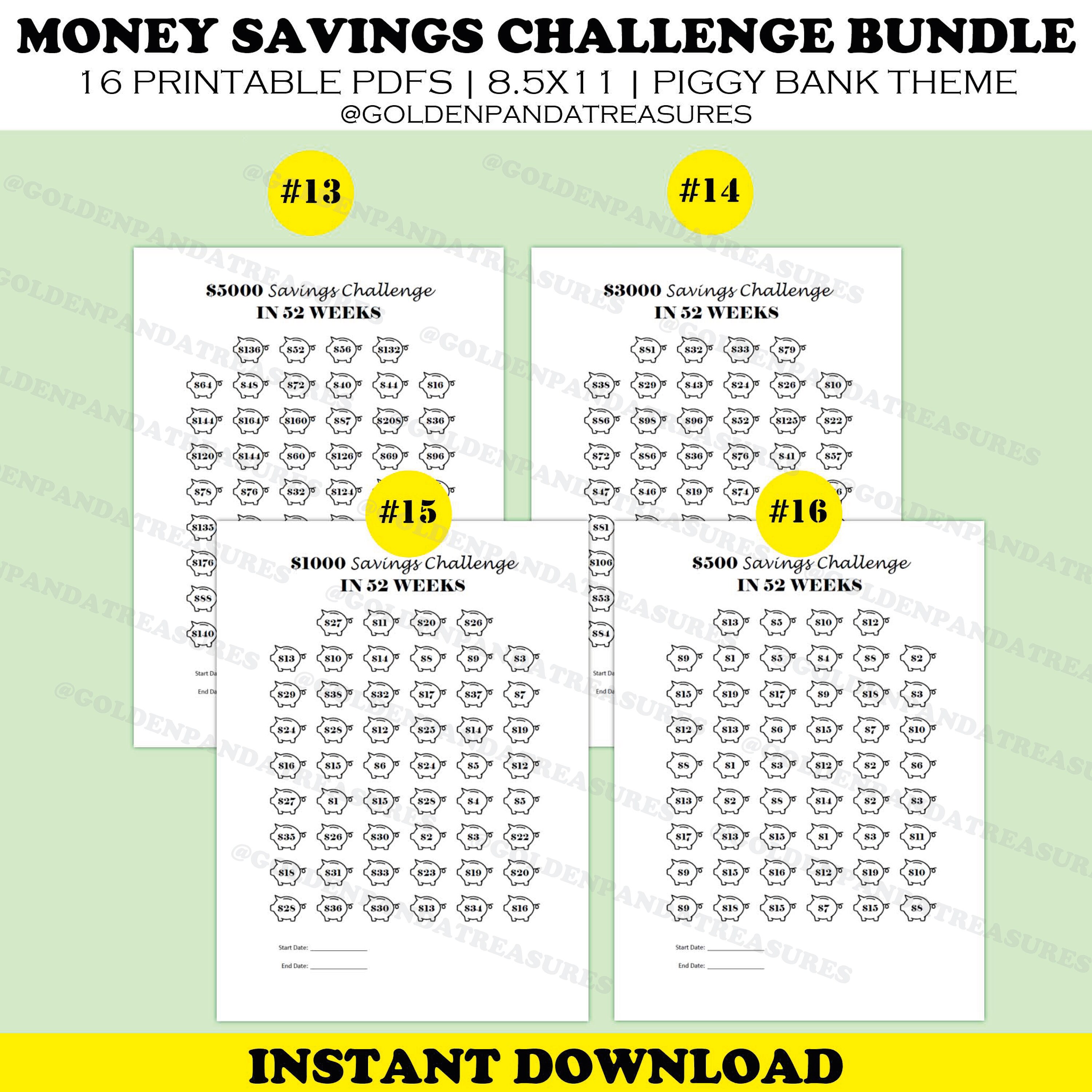 Savings Challenge Printable, Pig / Piggy Bank Theme, Budget Challenge ...