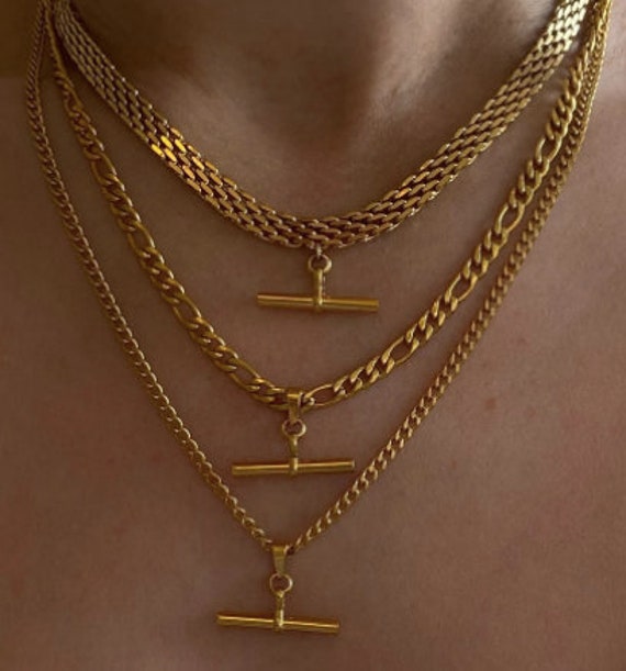 T-bar Chain Necklace Cuban Chain Woven 