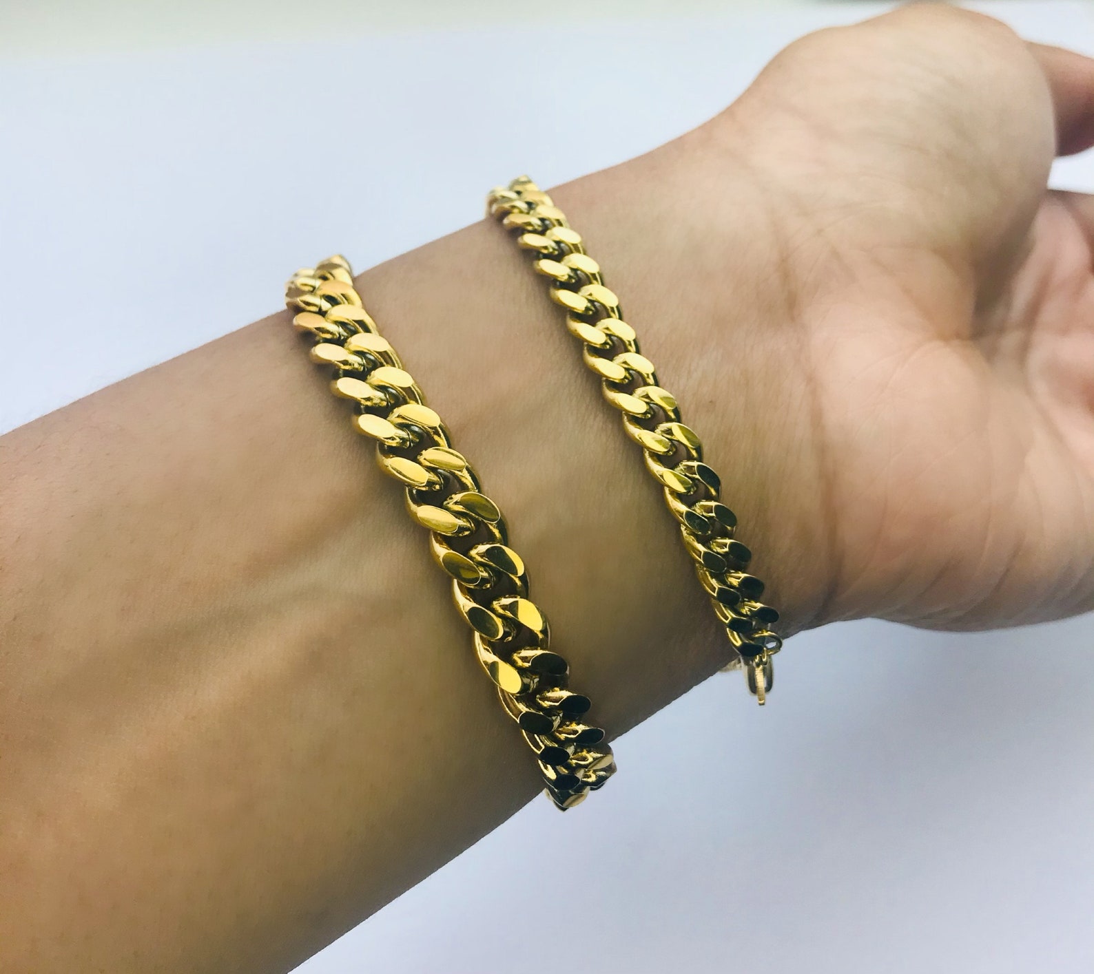 Cuban Link Bracelet 18k Gold Plated Bracelets Chain Link Etsy