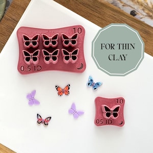 Mini Butterfly Clay Cutter, set of 6 miniature cutters or single cutter for very thin clay, UK made