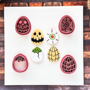 Set Of 4 Spooky Easter Cutters: Gothic Egg Shaped Design, 6 Sizes, UK Made