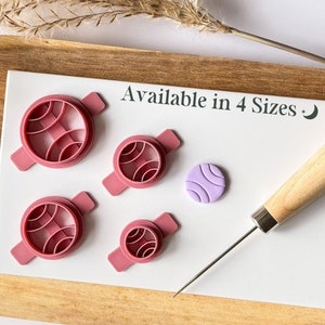 Embossed Circle Polymer Clay Cutters - Stud Earring Cutters for Clay Artists. 4 Sizes available - Made in the UK