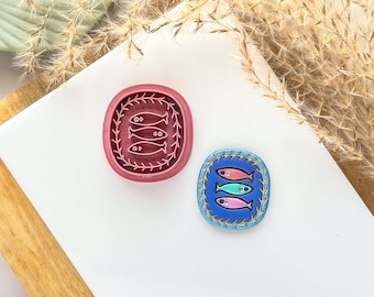 Fish Clay Cutter: Stained Glass Frame Style for Polymer Clay