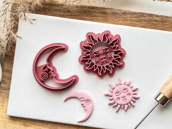 Sun and Moon Clay Cutter Set, For Polymer Clay Jewellery Makers