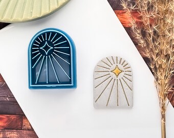 Celestial Arch Cutter With Star, Polymer Clay & Fondant Craft Cutting Tool, Starburst Frame