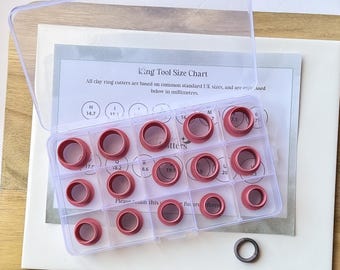 Clay Ring Cutter Set, UK Sizes H to V, Polymer and Ceramic Clay Jewellery Tools, Ring Making Supplies