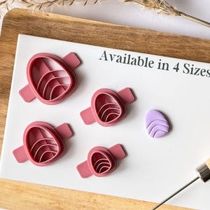 Embossed Pebble Polymer Clay Cutters - Stud Earring Cutters for Clay Artists. 4 Sizes available - Made in the UK