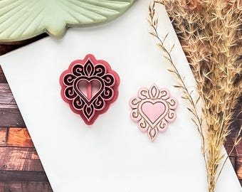 Decorative Heart Polymer Clay Cutter, Ornate Earring Cutting Tool, Fondant Decoration Supplies