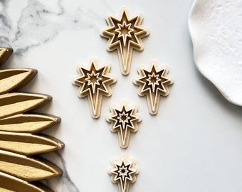 Christmas Star Polymer Clay Cutters, Cut Out Middle Design