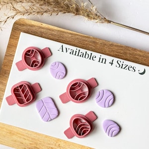 Polymer Clay Stud Cutter Set of 4 - Embossed Absract Cutters for Clay Artists. 4 Sizes available - Made in the UK