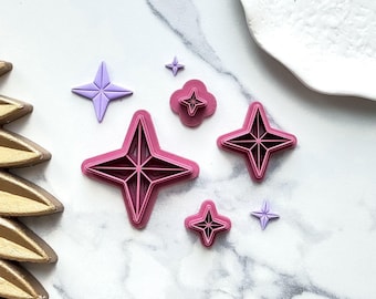 Star Polymer Clay Cutters: Four Point Star Shape, 1 - 6 cm