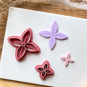 Violet Flower Clay Cutter, imprint clay cutter for floral clay designs, 5 sizes available, clay earring cutters, Made by Fabled Cutters