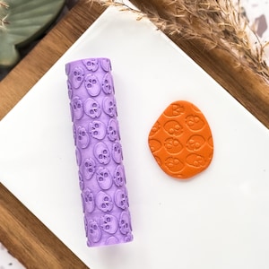 Halloween Skull Texture Roller: Polymer Clay Embossing Tool